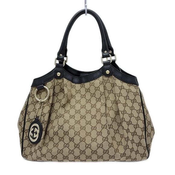 GUCCI Sukey Beige Dark Brown Black Jacquard Leather - Tote Bag 444-071825 - Picture 1 of 8